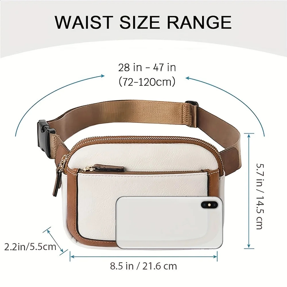 PU Leather Waist Bag Adjustable Crossbody Fanny Pack Waterproof Lightweight Belt Bag for Travel Sports 3 Colors 251023