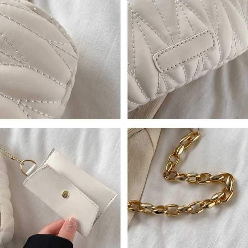 Quilted Ruched Crescent Bag Fashion Chain Shoulder Bag Womens Handbag with Coin Purse for Summer Every DayW251028