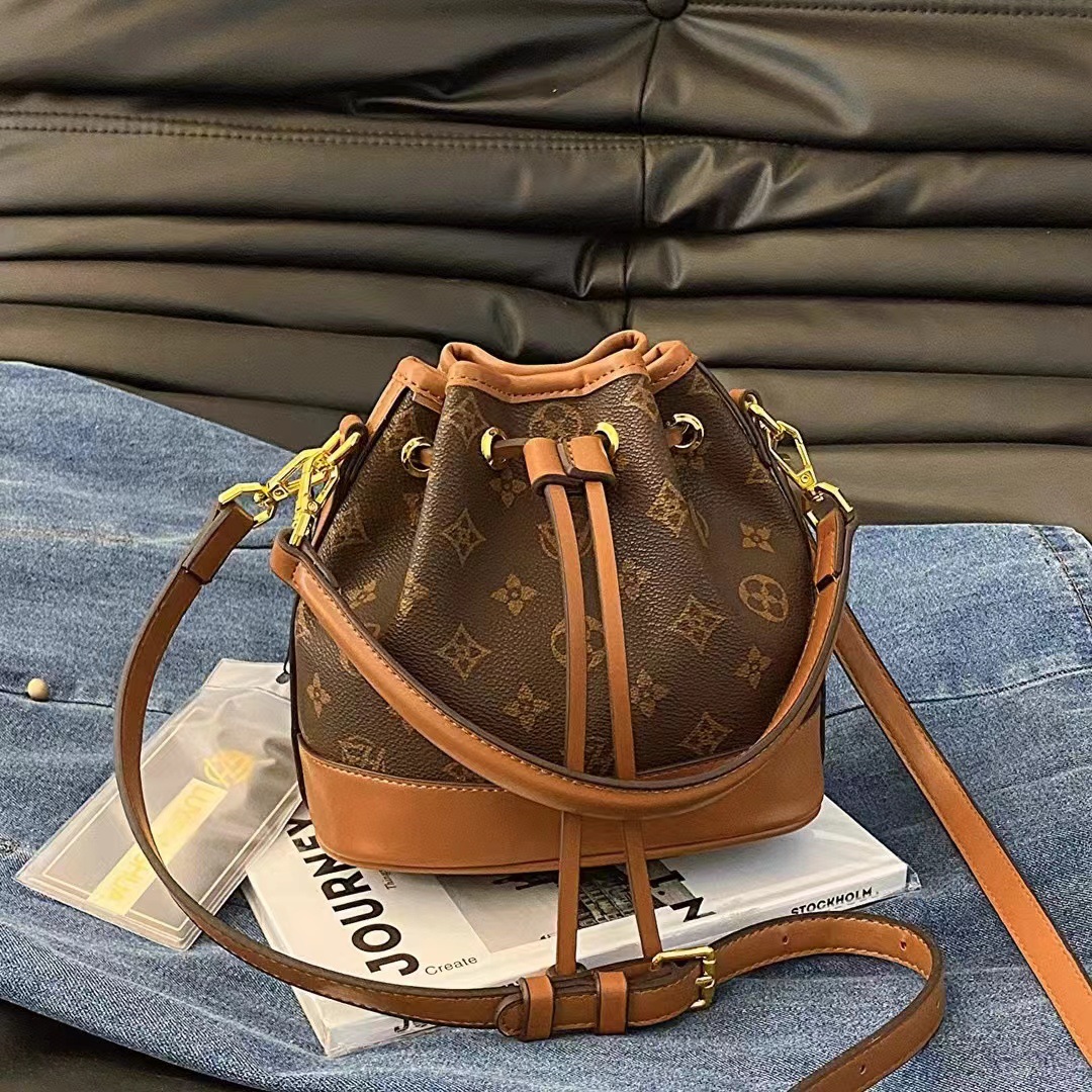 Vintage Monogram Bucket Bag, Fashion Boston Style Crossbody Purse, Trendy Shoulder Bag for Women