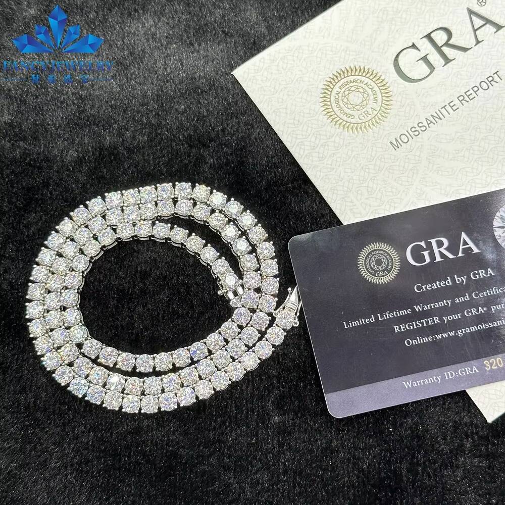 Wholesale 925 Silver 14k 18k Gold Plated Diamond Men Tennis Bracelet Chain 2mm 3mm 4mm 5mm 65mm Vvs Moissanite Tennis Necklace
