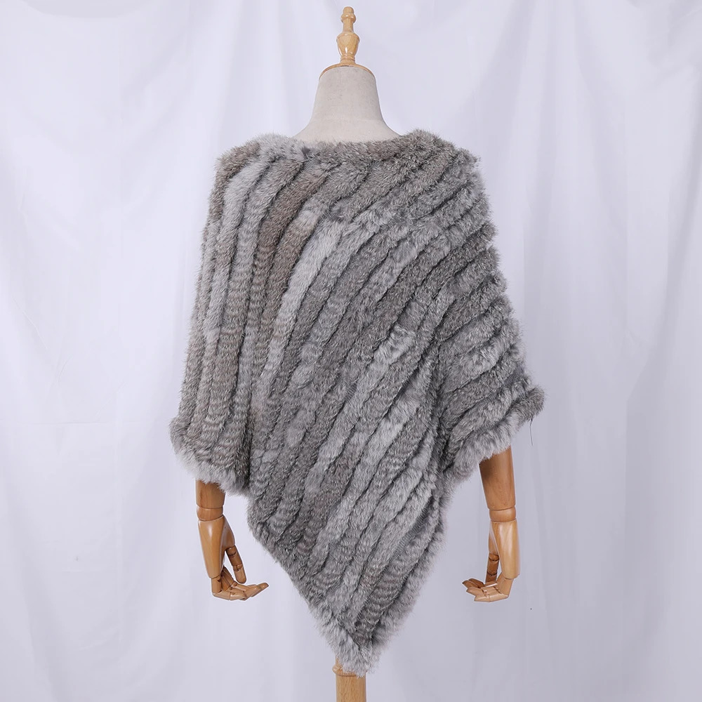 Genuine Rabbit Fur Knitted Natural Fur Poncho Fashion Wrap Coat Shawl Lady Scarf Natural Fur Wedding Party Wholesale Cape 251024