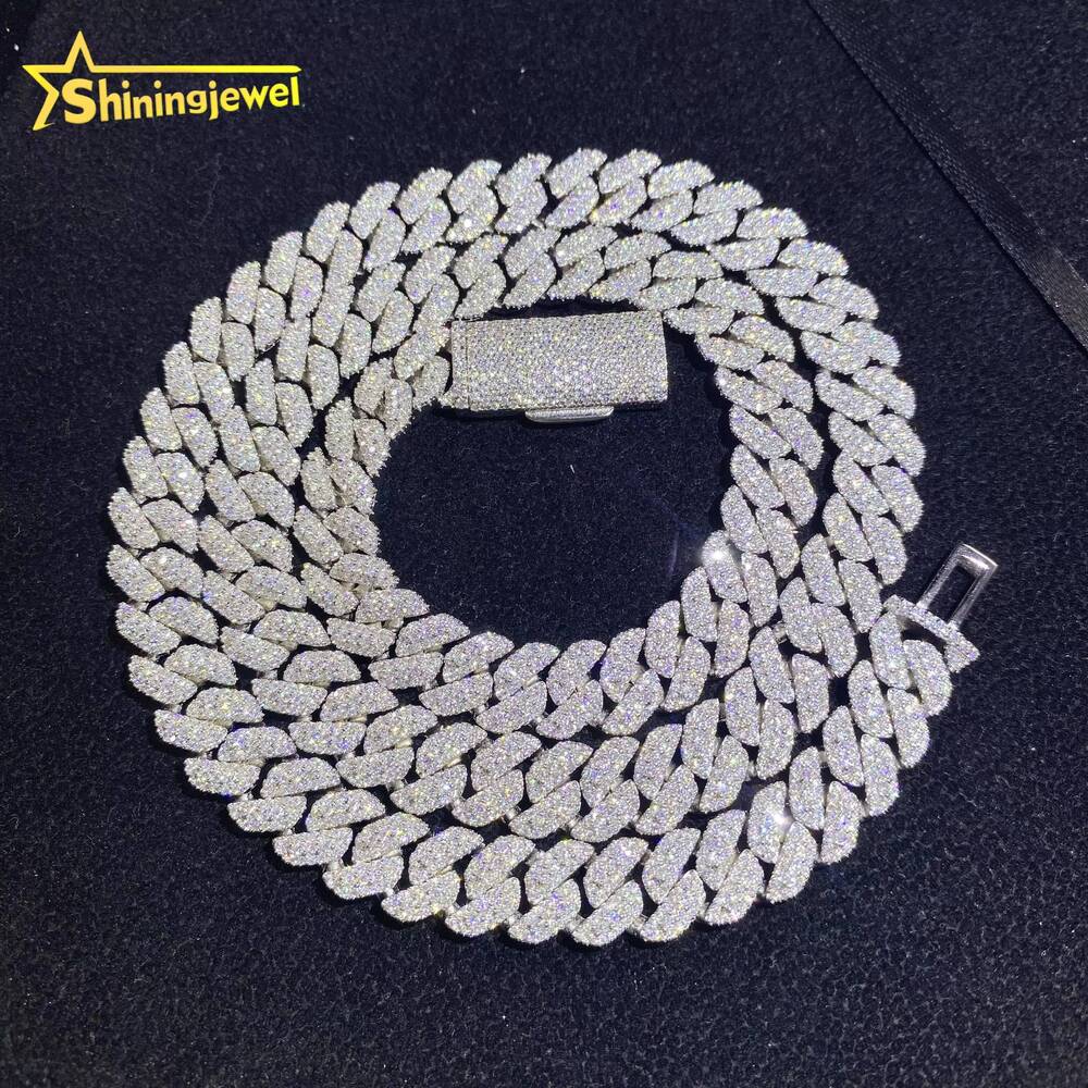 Hot Sale 10mm 3Rows 925 Silver Cuban Link Chain VVS D Moissanite Iced Out Diamond Jewelry Miami Cuban Necklace GRA Certificate