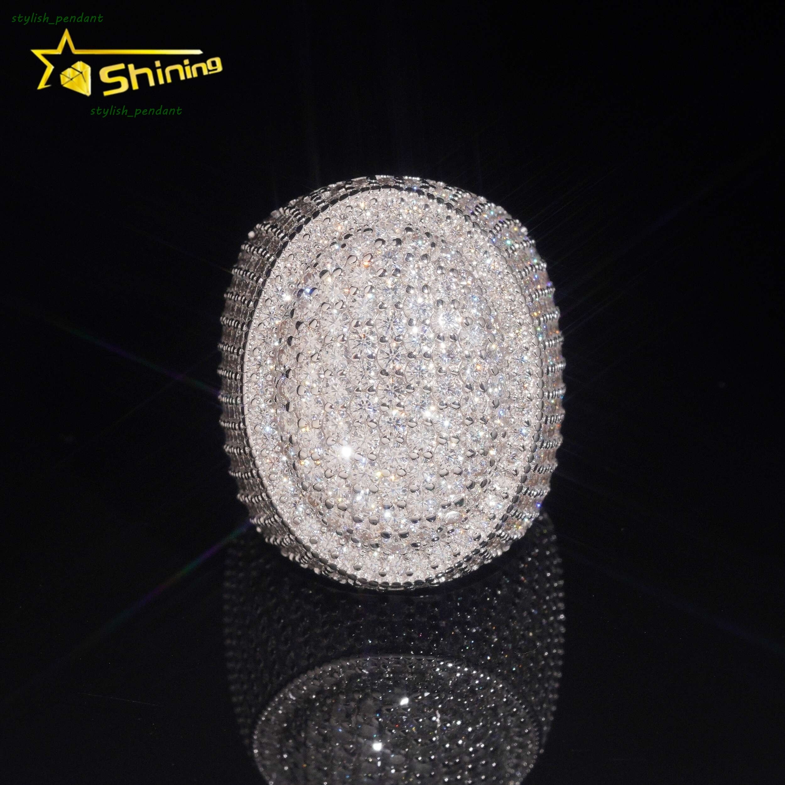 Fine Jewelry Iced Out Ready to Ship 925 Sterling Silver Moissanite Diamond Hip Hop Rings for Men