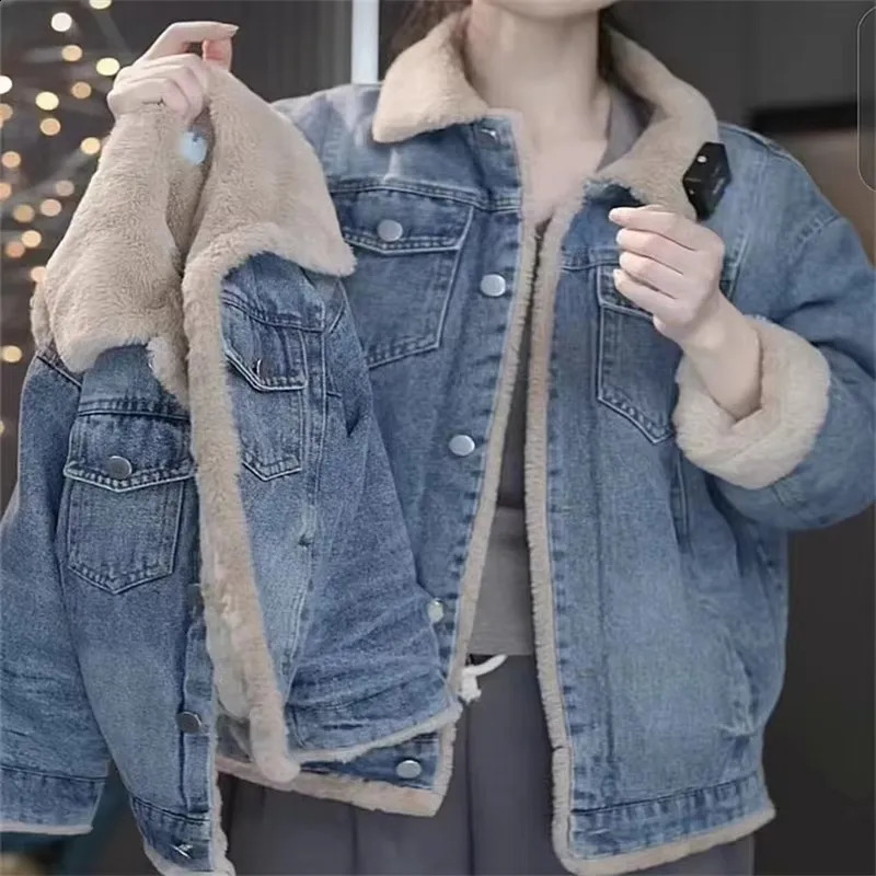 Girls Padded Denim Coat Boys Thicken Jacket Winter Childrens Plus Velvet Outerwear Autumn Warm Loose Parkas Kids Fashion Clothe 251027
