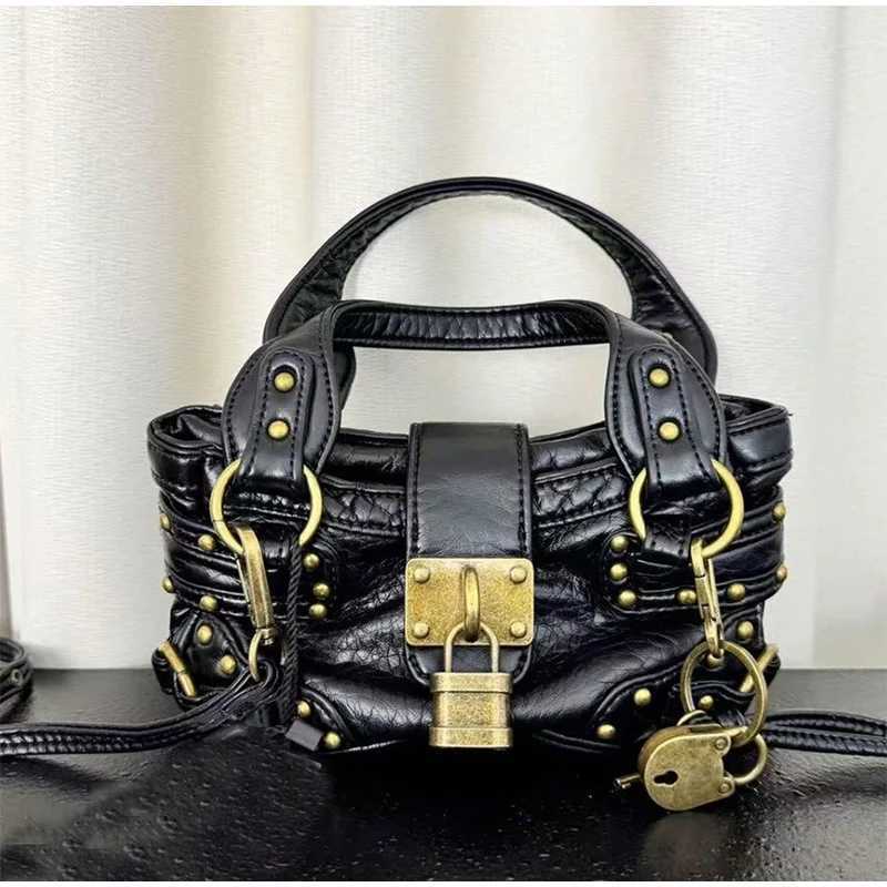 Luxury Wens Bag Brand Padlock Charm Design Motorcycle Bag Y2k Decorati Top Handles Wallet Mini Shoder Crossbody Bag H251028