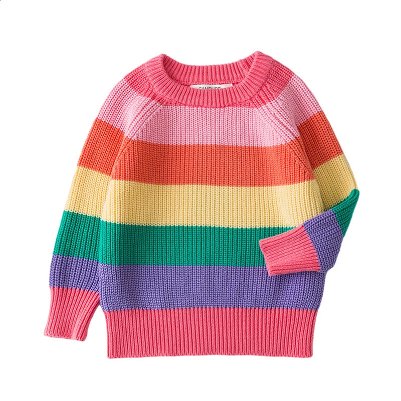 Kids Baby Girls Boys Sweater Autumn Winter Full Sleeve Rainbow Stripes Pullover Sweater Toddler Children Knit Sweater 251027