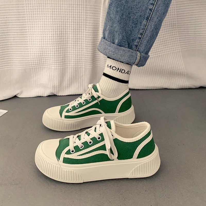 Spring women's round-toe canvas shoes Summer ins thick-soled casual breathable shoes vintage style2025