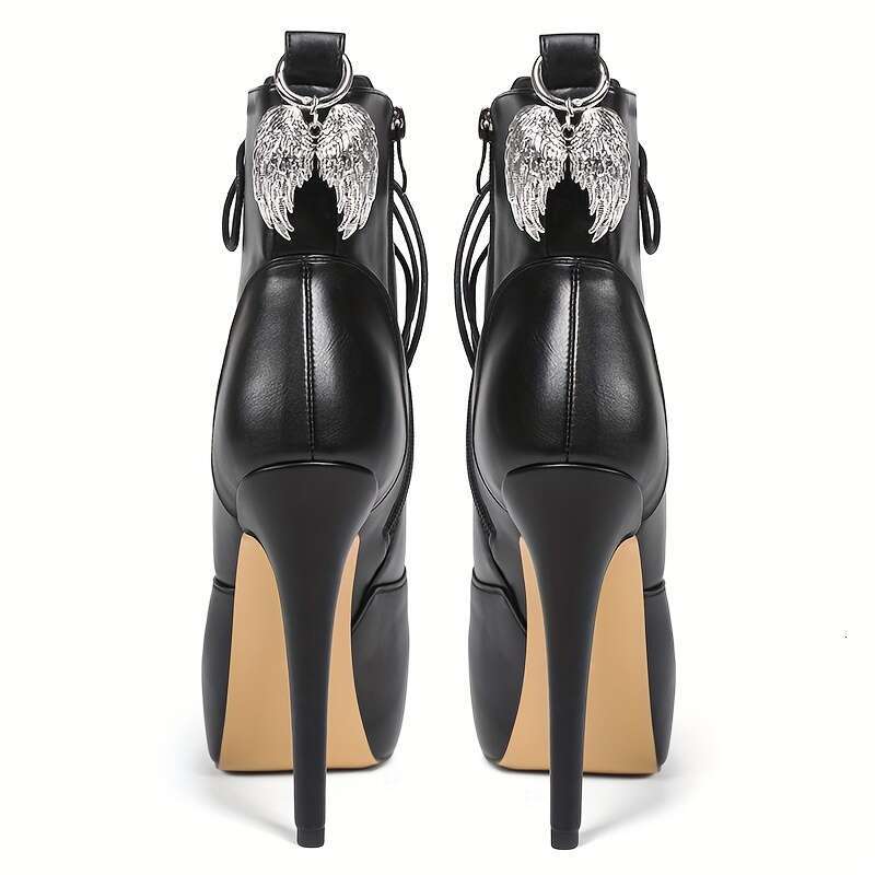 Women's Fashion Stiletto Booties, Round Toe Zipper Closure, Solid Color, Man-Made Upper/Inner/Fabric, Rubber Sole, Ultrahigh Heel, Punk Style Wit