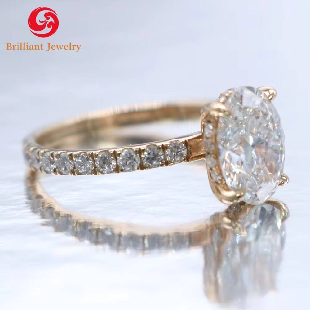 IGI Certified CVD HPHT Oval Lab Grown Diamond Ring 14k 18k Yellow Gold Engagement Wedding Band Rings for Women and Men