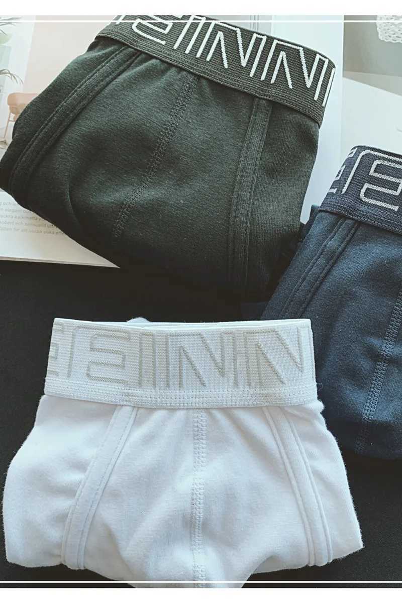 3pcslot Mens underwear made of pure cotton Japanese style simple white flat corner pantswith waistband and buttocks raisedT251028