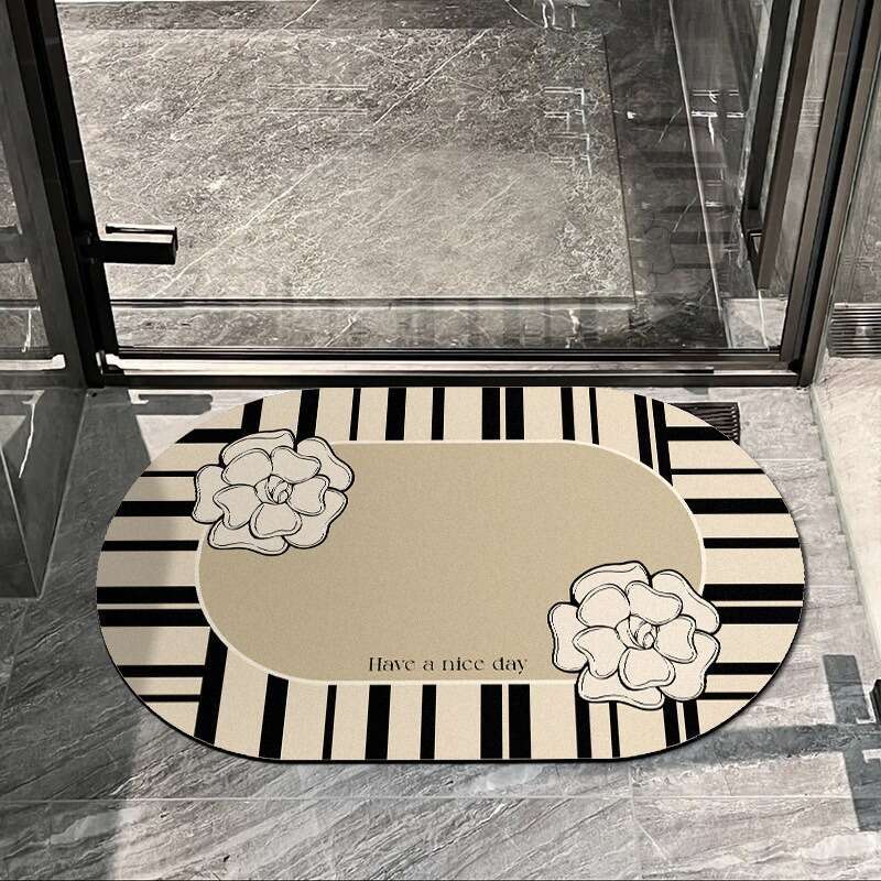 Light Luxury Floral New Diatomaceous Earth Mat Bathroom Water Absorption Quick-Dry Non-Slip Doormat