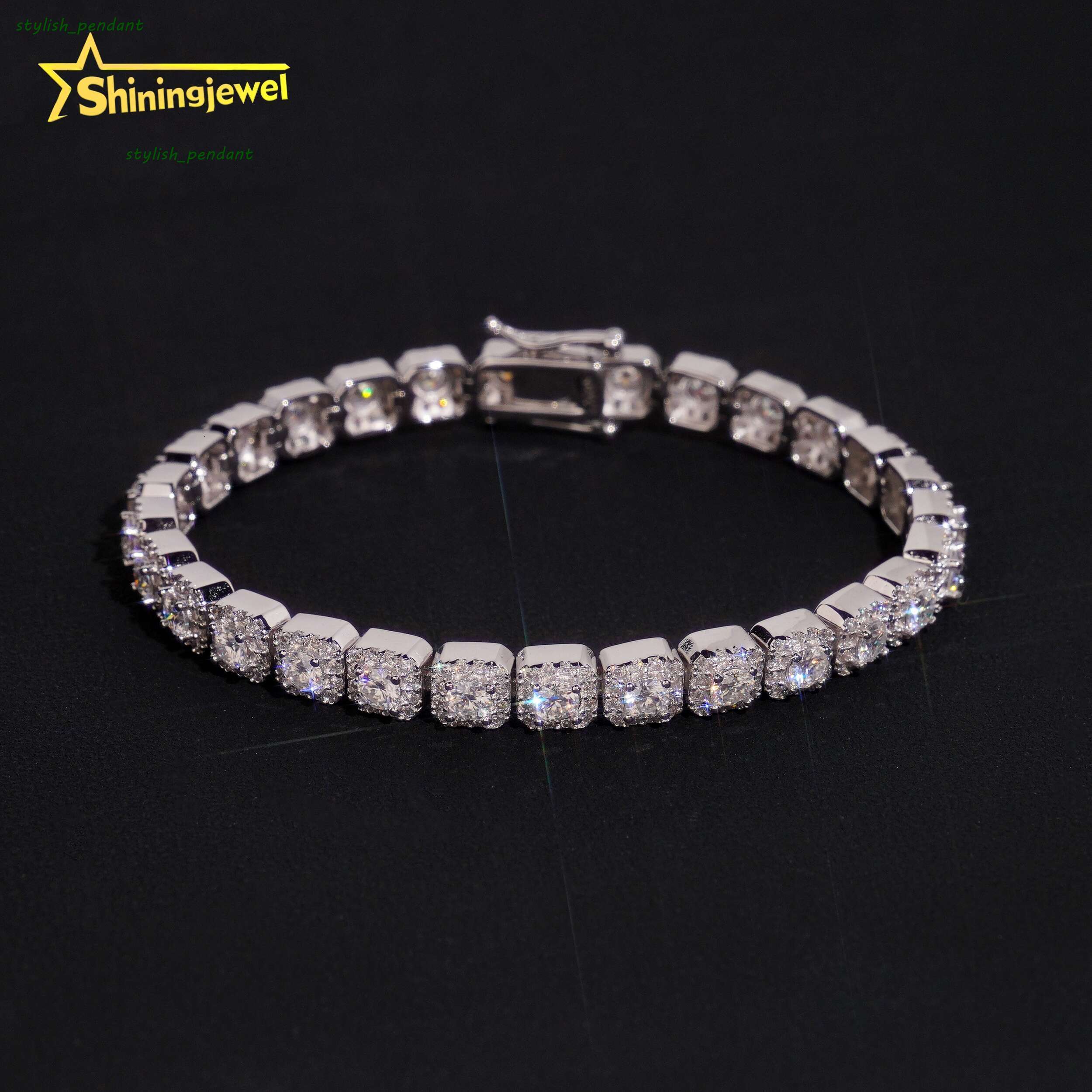 6mm Moissanite Tennis Chain Hip Hop Jewelry Iced Out Moissanite Bracelet Women 925 Silver TableTennis Engraved Gift