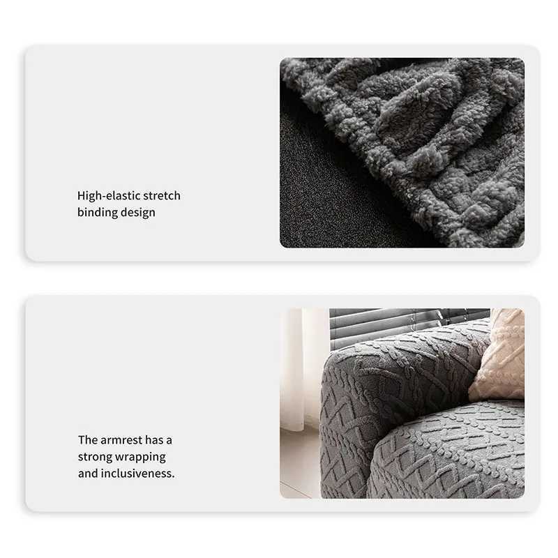 High Elasticity Solid Jacquard Sofa Cover Warm Home Accessories for Autumn and Winter Anti Slip and Dustproof Couch Cushion C251028