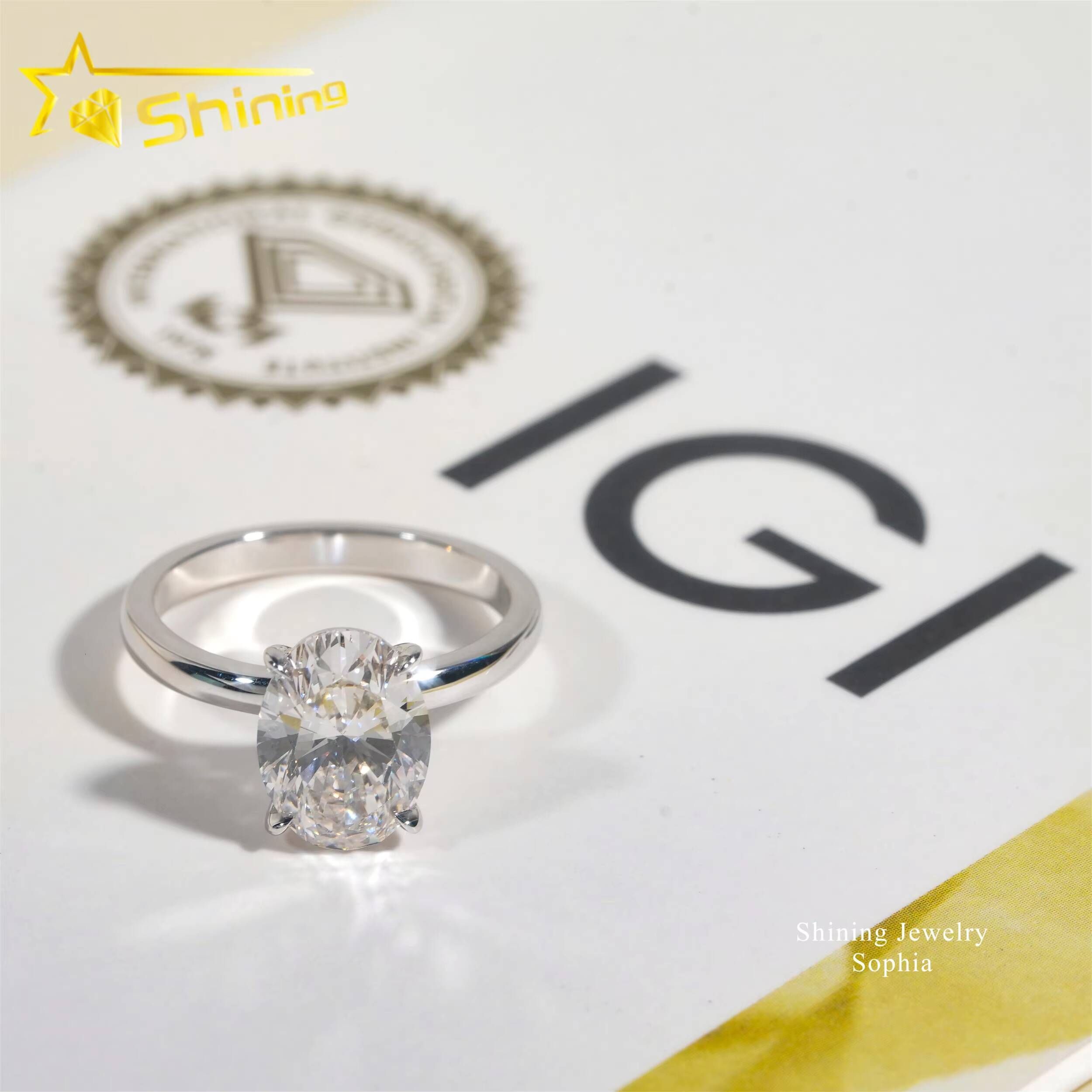 IGI Certificate 4 Prong Set Solitaire Design 18K Real Solid Gold 304carat Lab Grown Diamond Rings Women Engagement Ring