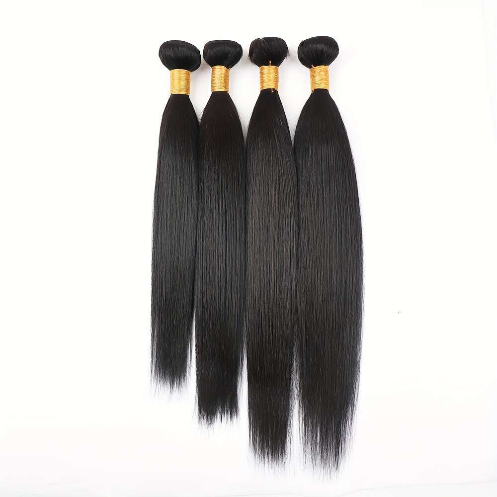 4 Bundles Brazilian Virgin Human Unprocessed Bone Straight Weave Women, Smooth Black With Golden Tips, Perfect For African American Hair