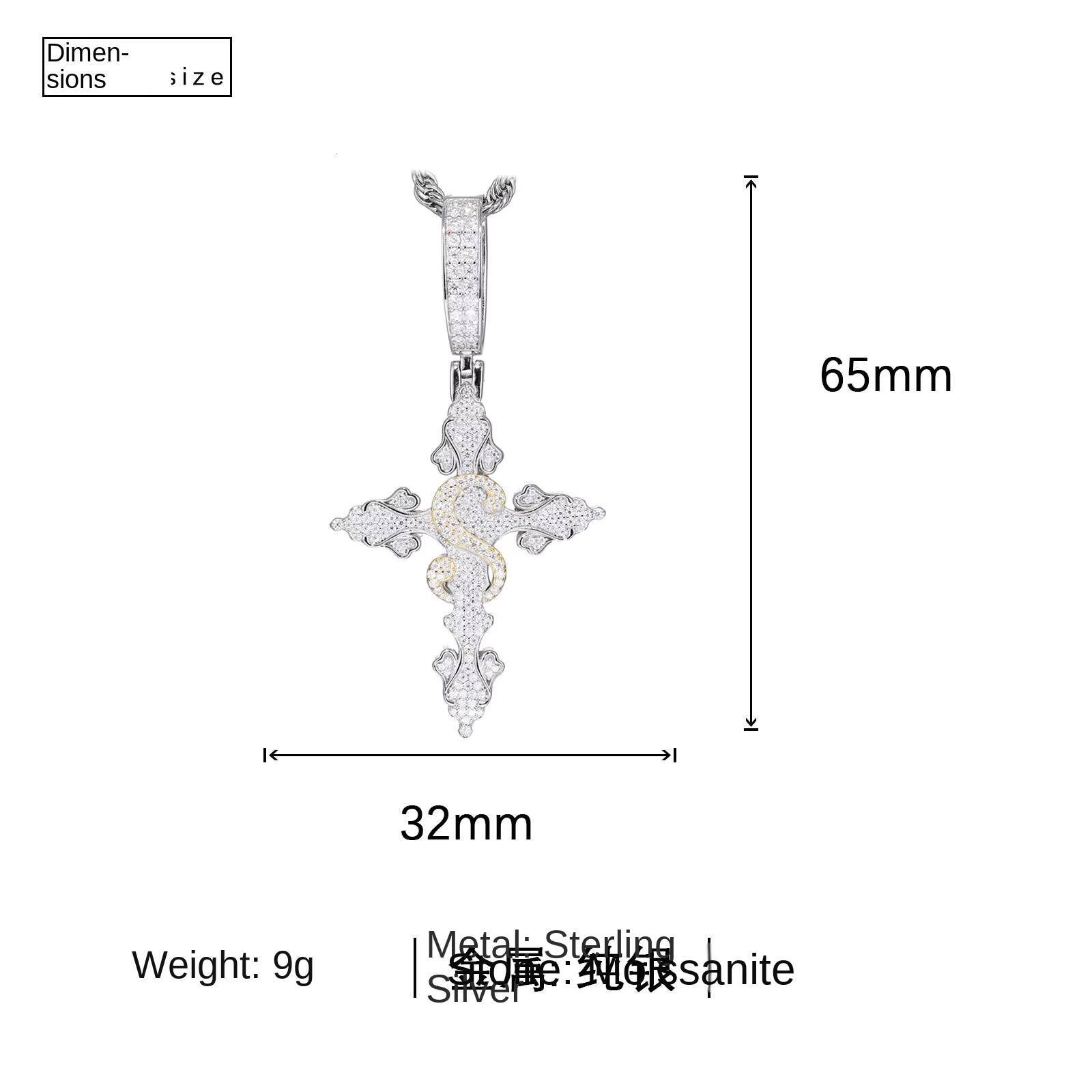 European American Classic TwoColor S925 Silver Moissanite Cross Pendant New CrossBorder Fashion Accessories Charm