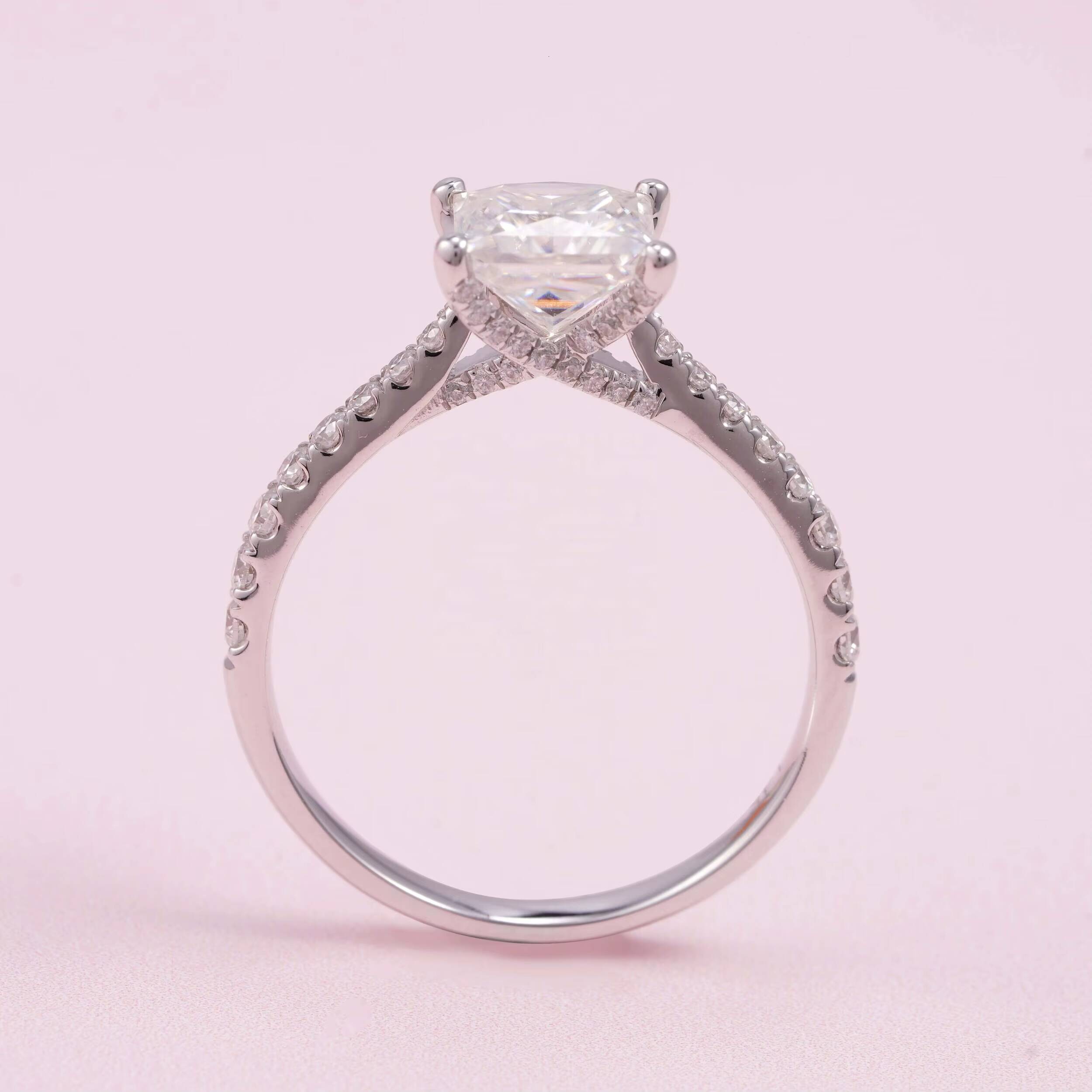 Pass Diamond Tester Classic 1ct Princess Cut VVS Moissanite Engagement Ring 14K Solid White Gold Wedding Women Ring