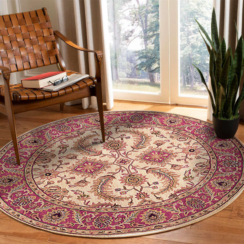 Nordic Ethnic Style Round Carpet for Living Room, Dirt-Resistant and Wear-Resistant, Cradle Chair Mat, Bedside Decorative Rug