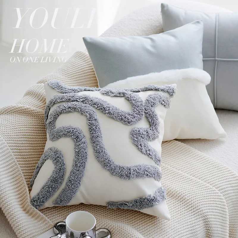 Pillow Case 30X5045X45CM Splicing Cream Gray Throw Cover Light Luxury Stamping Waist Cushion Cover Decor Home Decorative case C251028