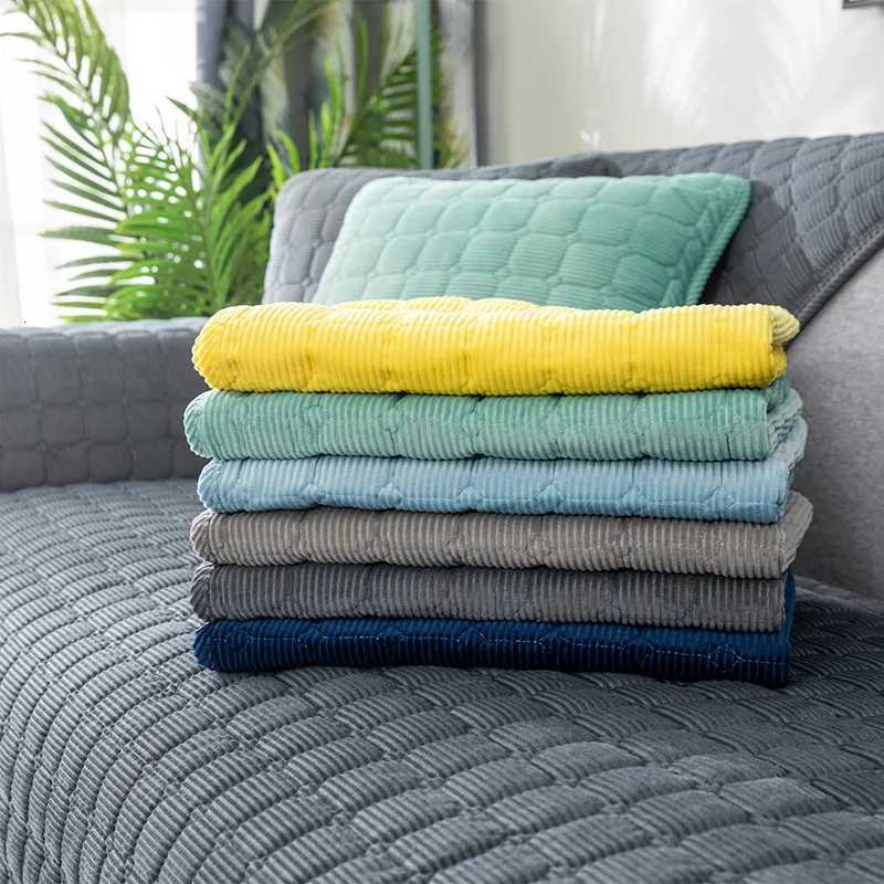 Thickened Corduroy Sofa Cushion Four Seasons General Pure Colour Plush NonSlip Living Room Sofa Cover Warm Breathable Sofa Back C251028