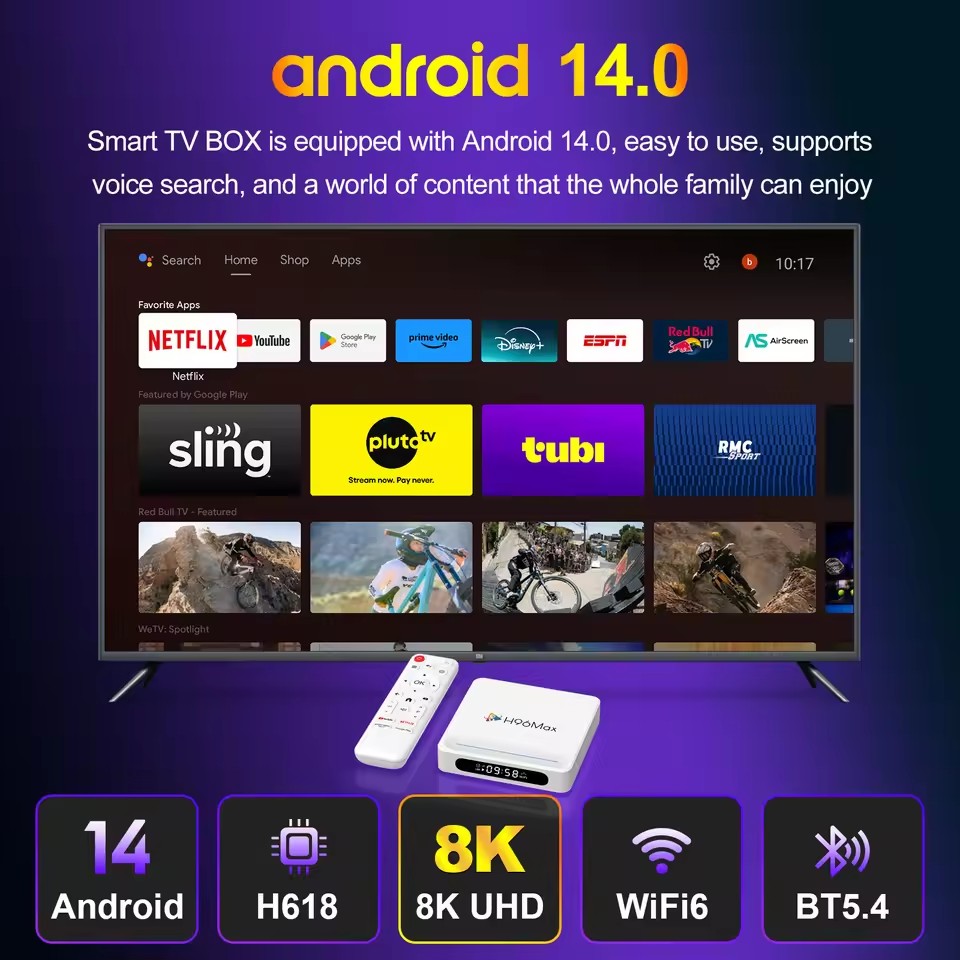 Android 14 Smart TV BOX H96 Max H618 Plus Allwinner Quad Core 4GB 128GB 8K LAN 100M Wifi6 BT 5.4 Voice Remote Media Player Set Top Box
