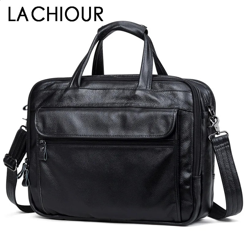 Fashion Genuine Leather Men A4 Office Bag Handbag Business Casual Mens Travel 156 Laptop Shoulder Bags Tote Briefcase 251018