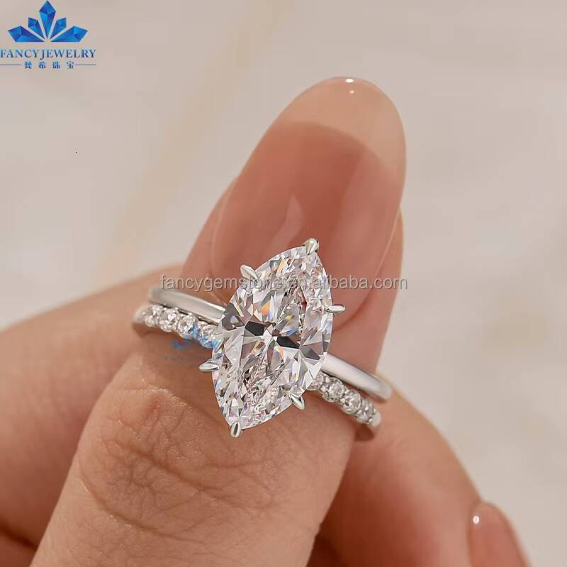 Custom IGI Gia Certified CVD HPHT Lab Created Grown Diamond Marquise Cut 10k 14k 18k Solid Gold Engagement Rings for Women Men
