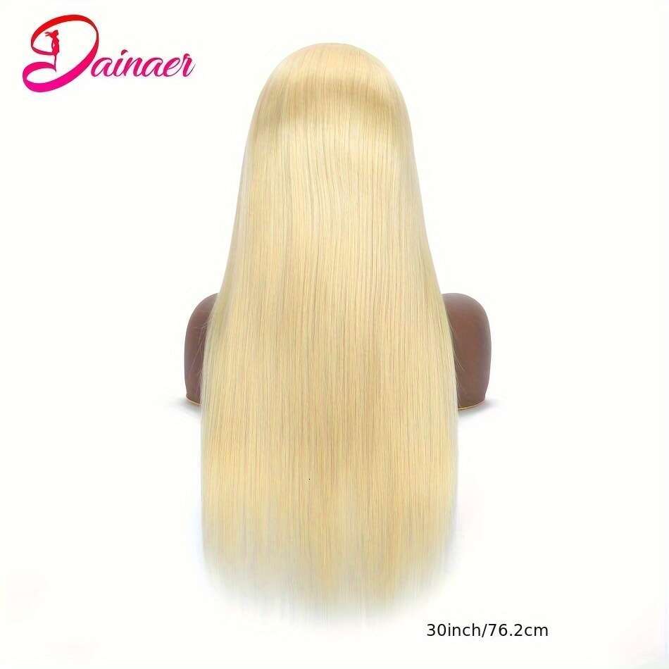 613 Blonde Front - 180% Density Human Hair, 13X4 Lace Frontal Wig Women, Elegant Straight Hair Style, Perfect For Halloween Cosplay