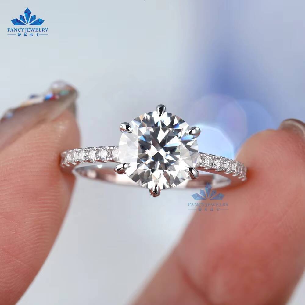 S925 Silver Fine Jewelry Wedding Ring 2ct 8mm D Color White Moissanite Diamond Sterling Silver 925 Jewellery for Women