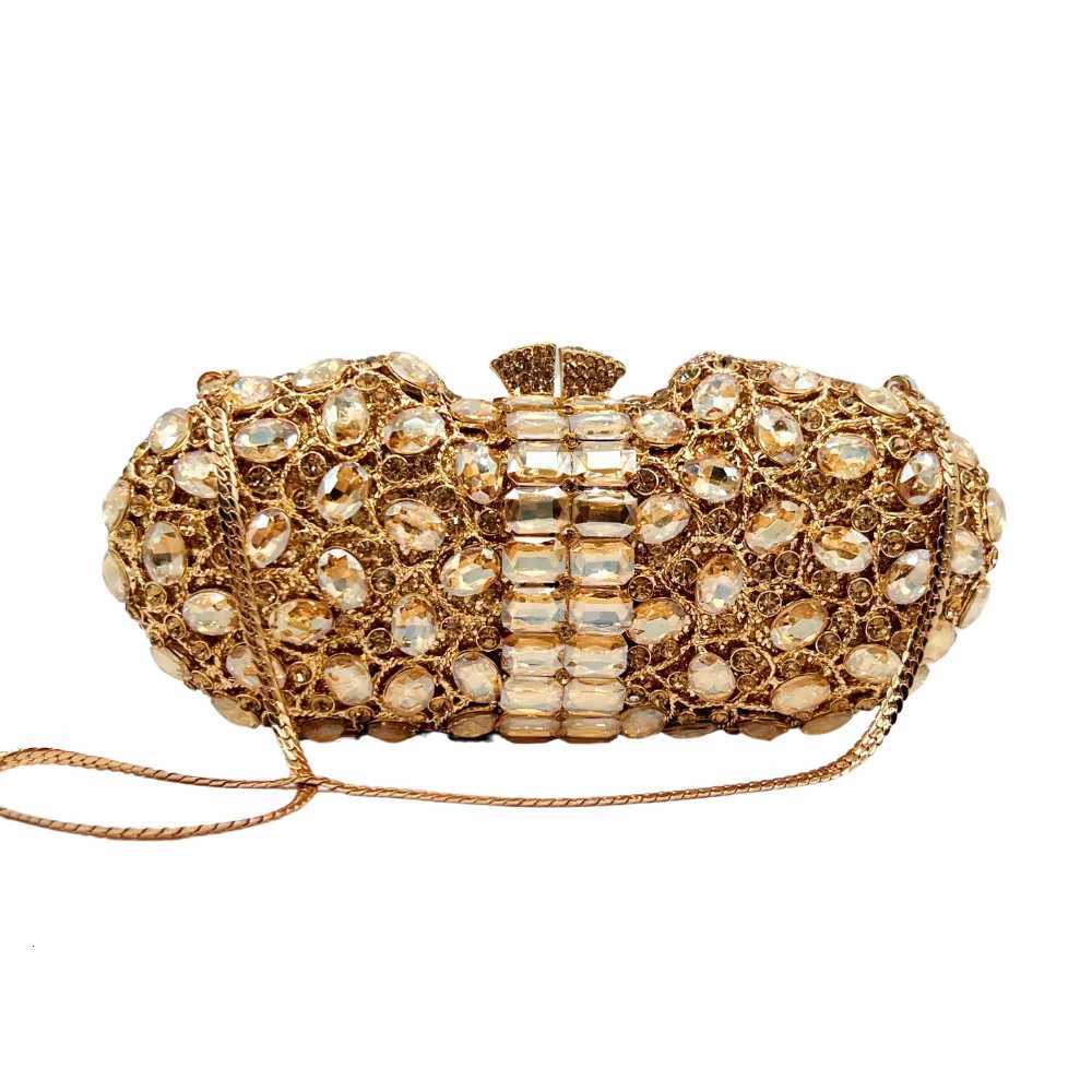 XIYUAN Women OrangeGreenGold Crystals Clutch Purse Lady Evening Bag Wedding Purse and Handbag Bridal Party Rhinestones Clutch H251027