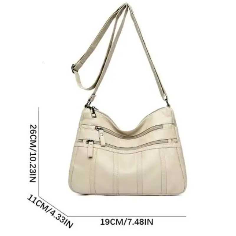 Fashion Soft Leather Crossbody Bags for Women 2025 Casual Female Multi Pocket Messenger Bags Retro Handbags Ladies Shoulder BagsT251028