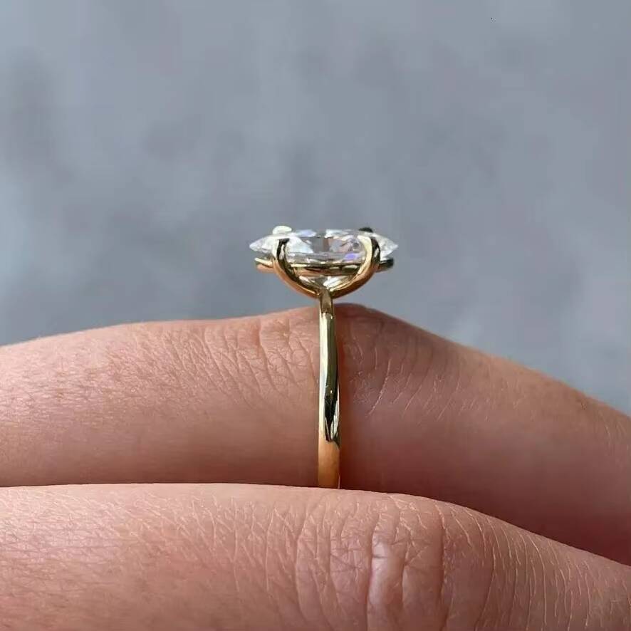 2CT 35CT 18k Pure Yellow Gold Solitaire Marquise Cut Moissanite Diamond Ring 18K Real Solid Gold Wedding Ring