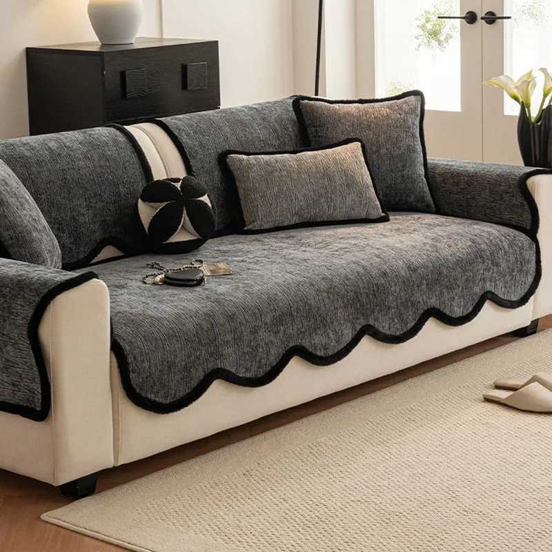 HighEnd Thickened Chenille Sofa Cushion Luxury Solid Dustproof AntiSlip Cloth Towel Velvet Furniture Protection Slipcover C251028