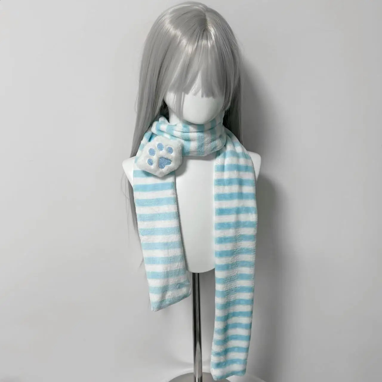 Original Homemade Massproduced Watercolor Pink Cute Cat Paw Japanese Striped Twodimensional Scarf Women 251027