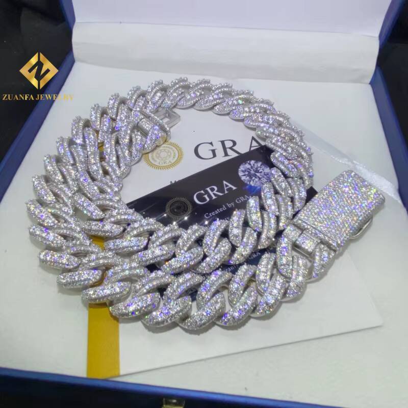New Product 925 Sterling Silver Cuban Chain 20mm Moissanite for Men VVS Moissanite Miami Cuban Chain HipHop Iced Out Jewelry GRA