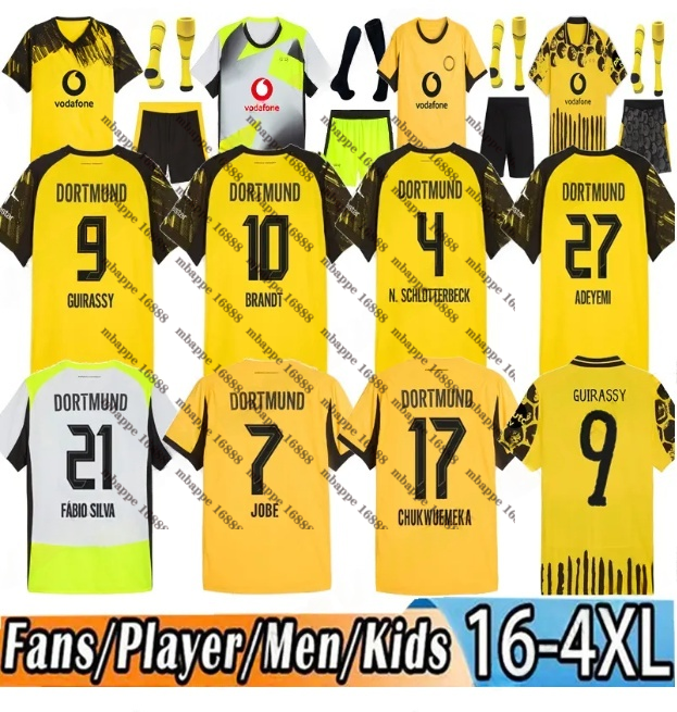 dortmunds trikot soccer jerseys 25 BVBs Special HALLER 25 26 4th SABITZER football shirt ADEYEMI BRANDT All Black MOUKOKO MALEN JOBE men kids Kits Borussias trikots
