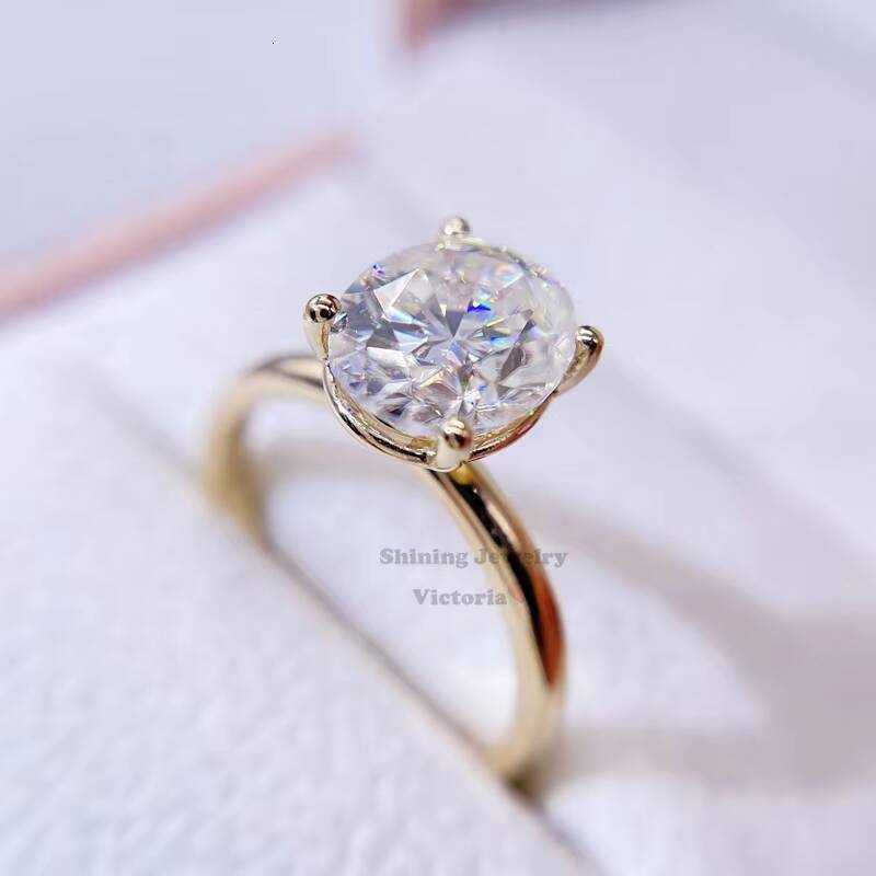 GRA Certificated Wedding Jewelry 10K Solid Gold Engagement Ring Moissanite Oval Cut