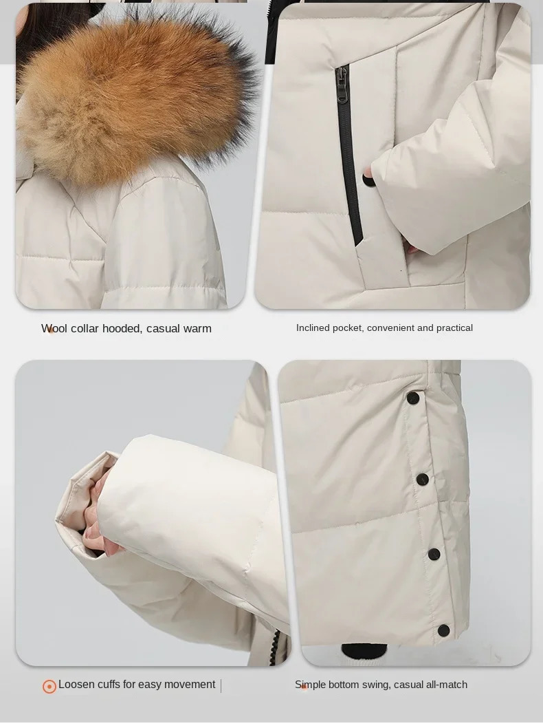 Winter Long Down Jacket Mens Trendy Thick Warm Hooded Fur Collar White Duck Down Coat Couples Snow Clothing Coldproof Parka 251023