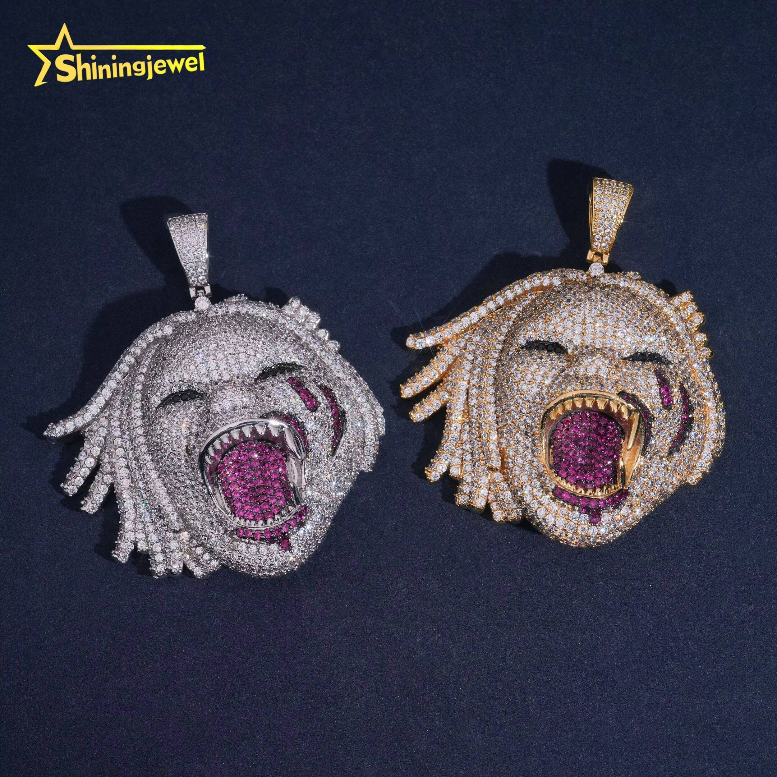 Rapper Jewelry Hip Hop Pendant Iced Out Brass Moissanite Diamond Clown Pendant Men Women Fashion Pendants Charms Daily Wear