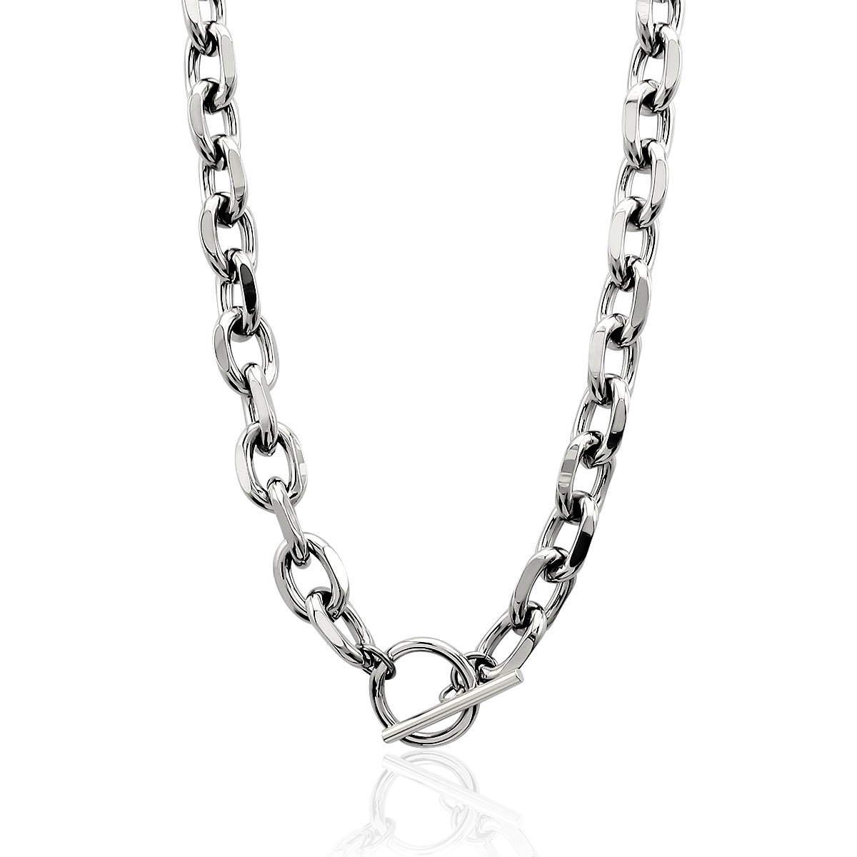 Vintage Women Jewelry Toggle Choker Necklace 18k Gold Plated Stainless Steel Thick Chunky Cuban Link Chain Necklace Women