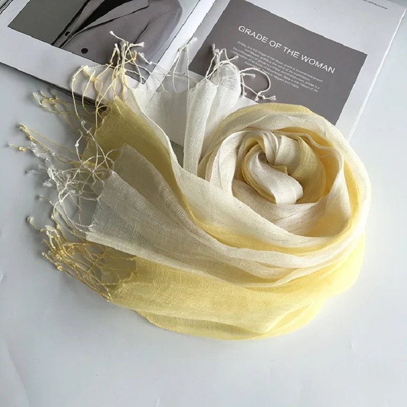 100 linen gradient color springsummer womens scarf 251027
