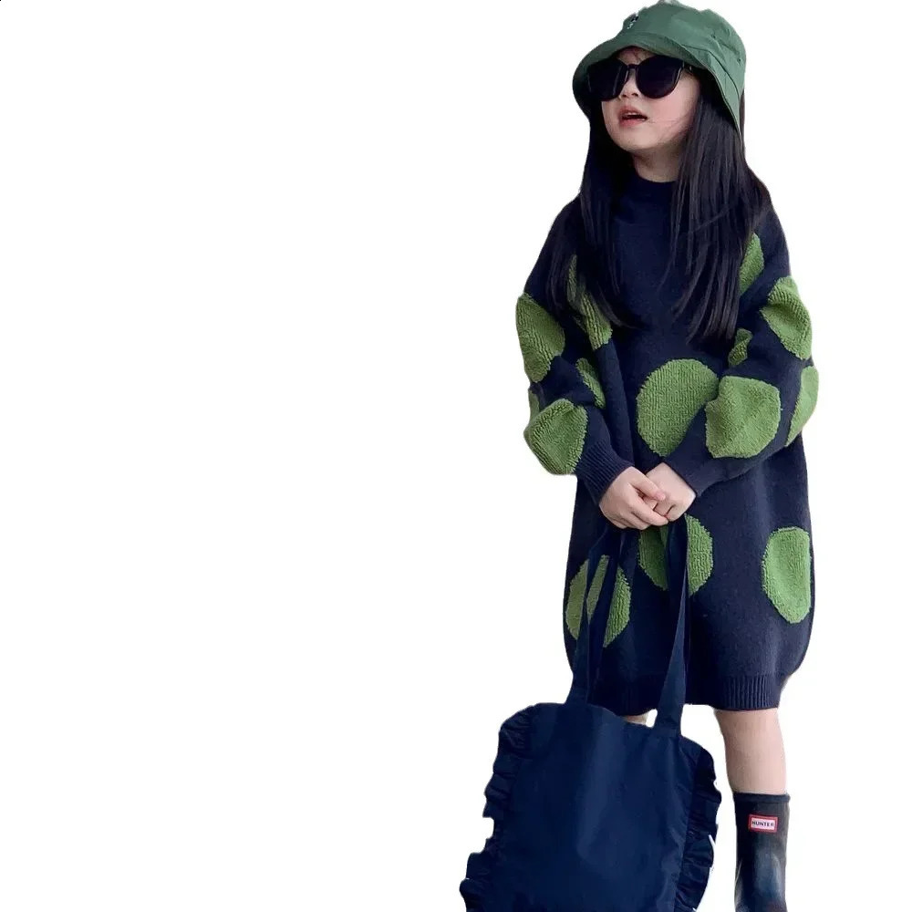 7072 Boys and Girls Sweaters Knitted Dots Tops Pullovers for Children Long Sleeve Autumn and Winter Outfits Brother Sister 251027