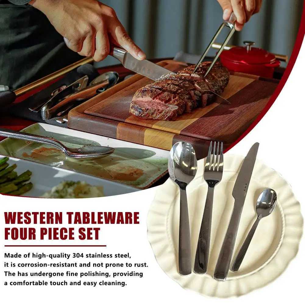 4 pcs Western tableware fork spoon fork stainless steel fork spoon Western tableware polishing set gift giveaway kitchen Y251025