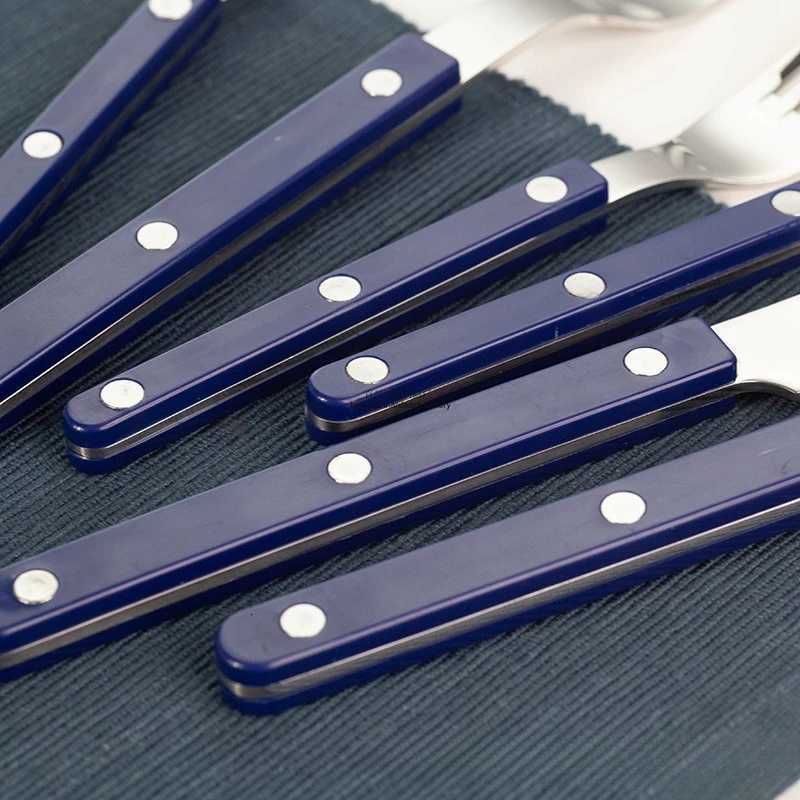 Stainless Steel Mirror Finish Cutlery Set ABS Handle Butter Knife Steak Dessert ForksSpoons Plastic Grip Y251025