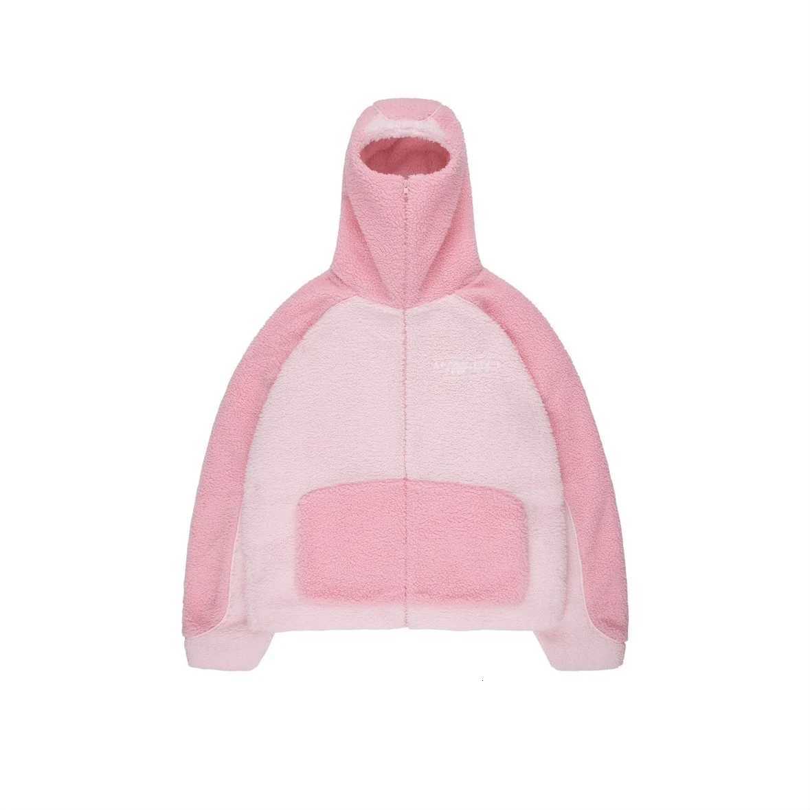 Casual Y2K Loose Lamb Wool Jacket Harajuku Streetwear Hiphop Zipper Hoodie sweatshirt Vintage Rock Goth Loose Punk EMO Jacket Y251028