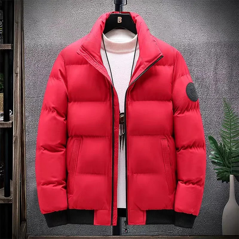 Mens Winter Jacket Thickened Down Cotton Coat Autumnwinter Warm Top Stand Collar Trendy Casual 251027