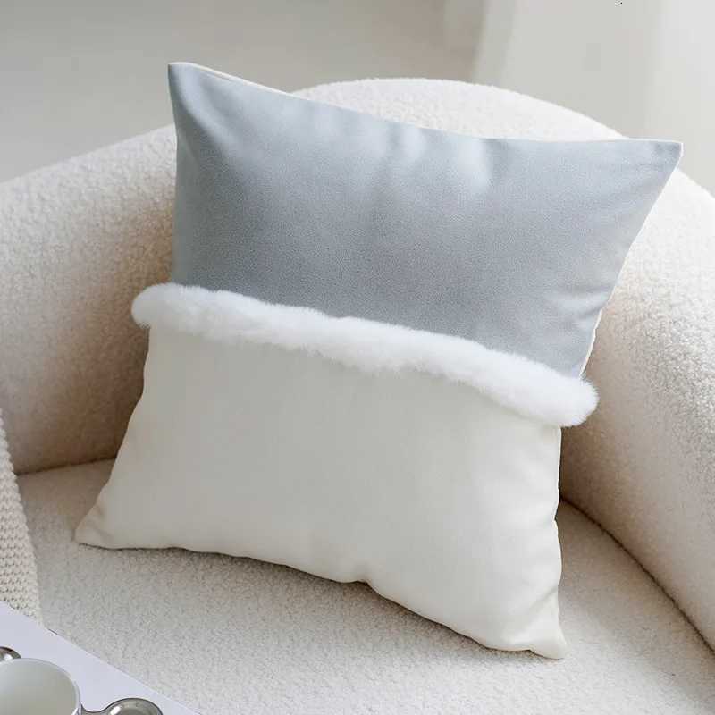 Pillow Case 30X5045X45CM Splicing Cream Gray Throw Cover Light Luxury Stamping Waist Cushion Cover Decor Home Decorative case C251028