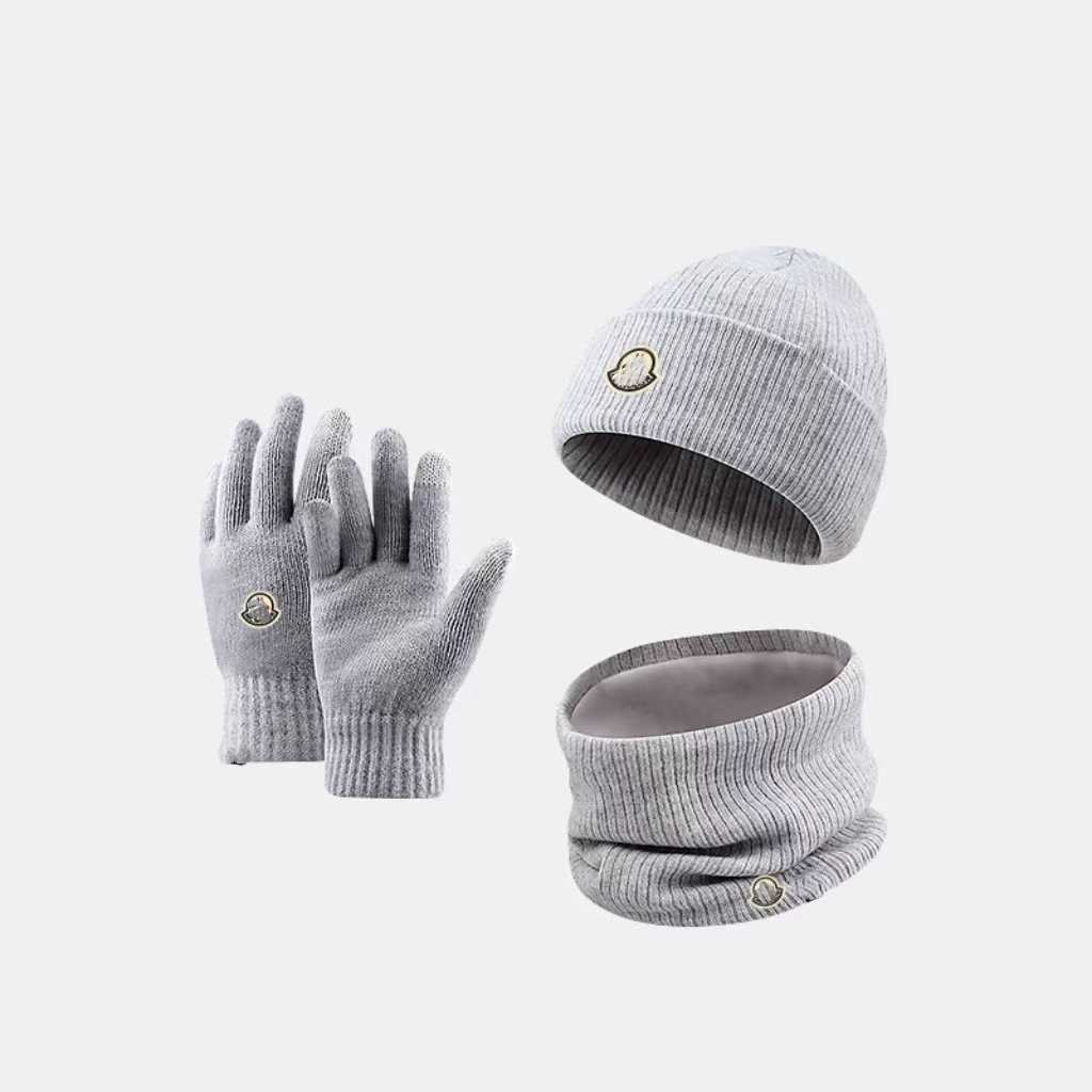 2024 New Winter Warm Knitted Wool Thickened Gloves Hat Scarf Threepiece Set H251028