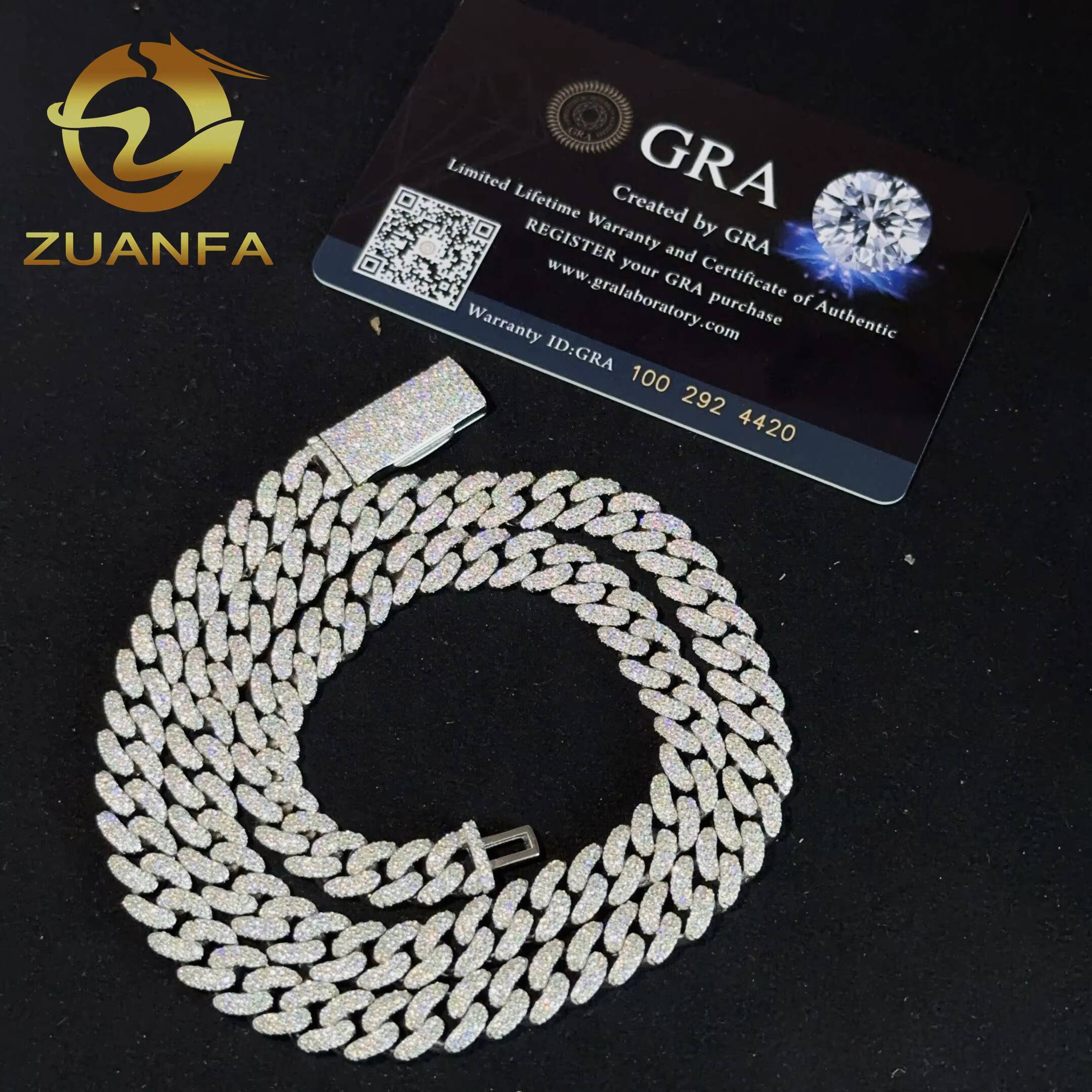 Pass Diamond Tester 8mm Moissanite Diamond Hip Hop Jewelry Cuban Link Moissanite 925 Silver Cuban Link Chain Iced Out