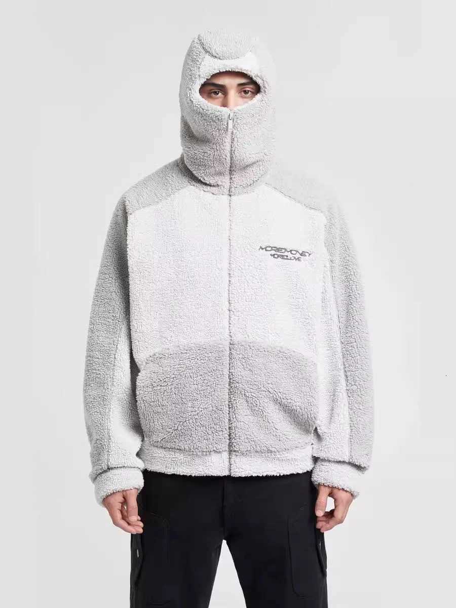 Casual Y2K Loose Lamb Wool Jacket Harajuku Streetwear Hiphop Zipper Hoodie sweatshirt Vintage Rock Goth Loose Punk EMO Jacket Y251028